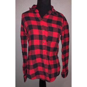 Hollister women’s red 100% cotton flannel shirt women's size extra small